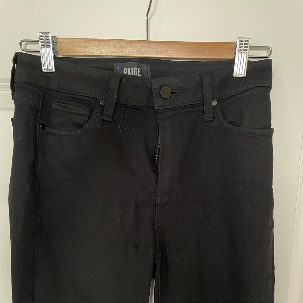 PAIGE Colette Crop Flare High Rise Jeans Black Size 27